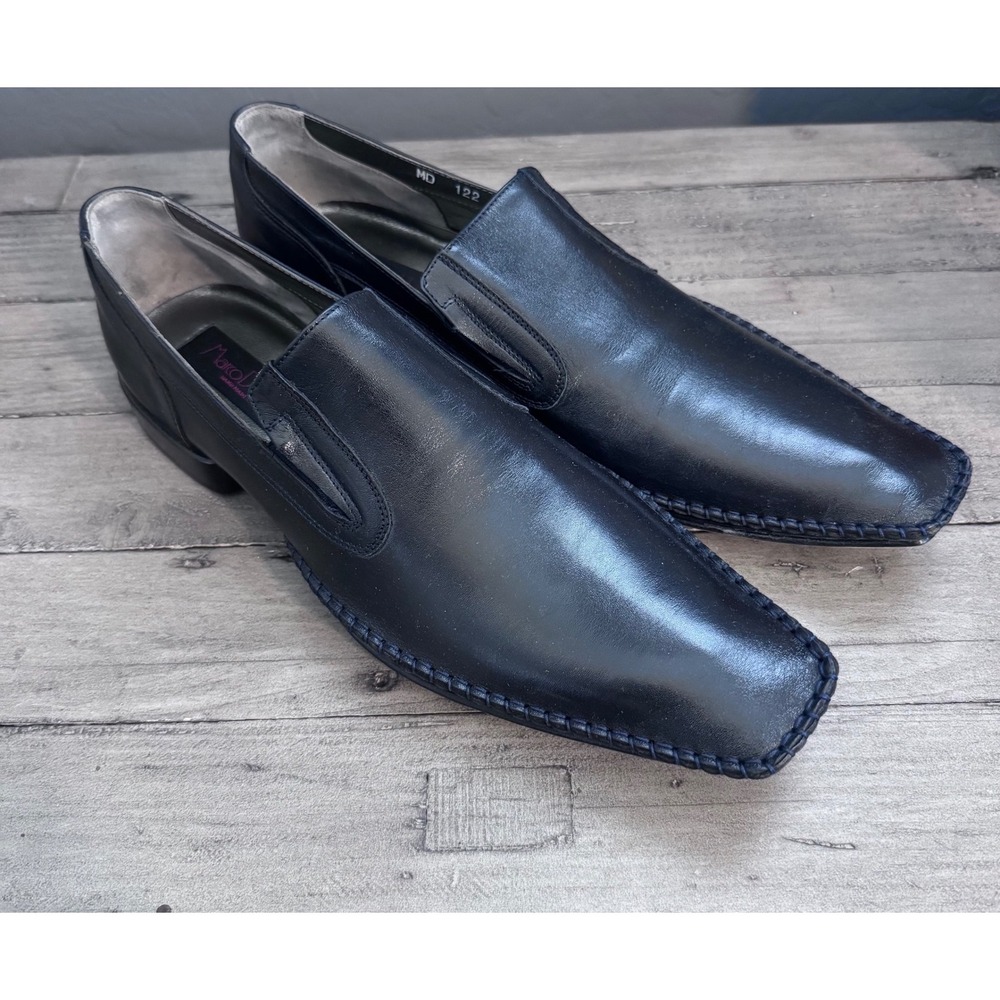 Marco Delli Designer Men Loafer Slip On Leather Dress Shoe Black Size 43‎